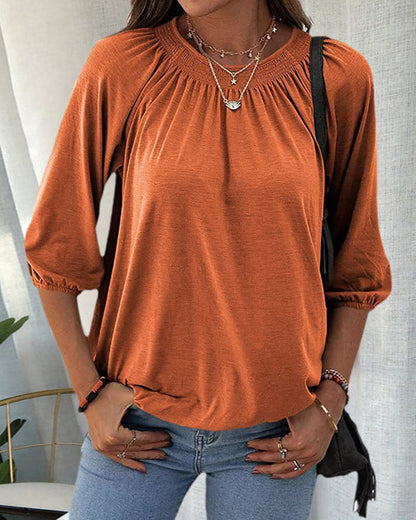 Caro™ - Blouse chic avec manches d'évêque Orange