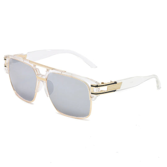 Levoire | Lunettes De Soleil À Monture Carrée Avec Verres Réfléchissants De Luxe Blanc