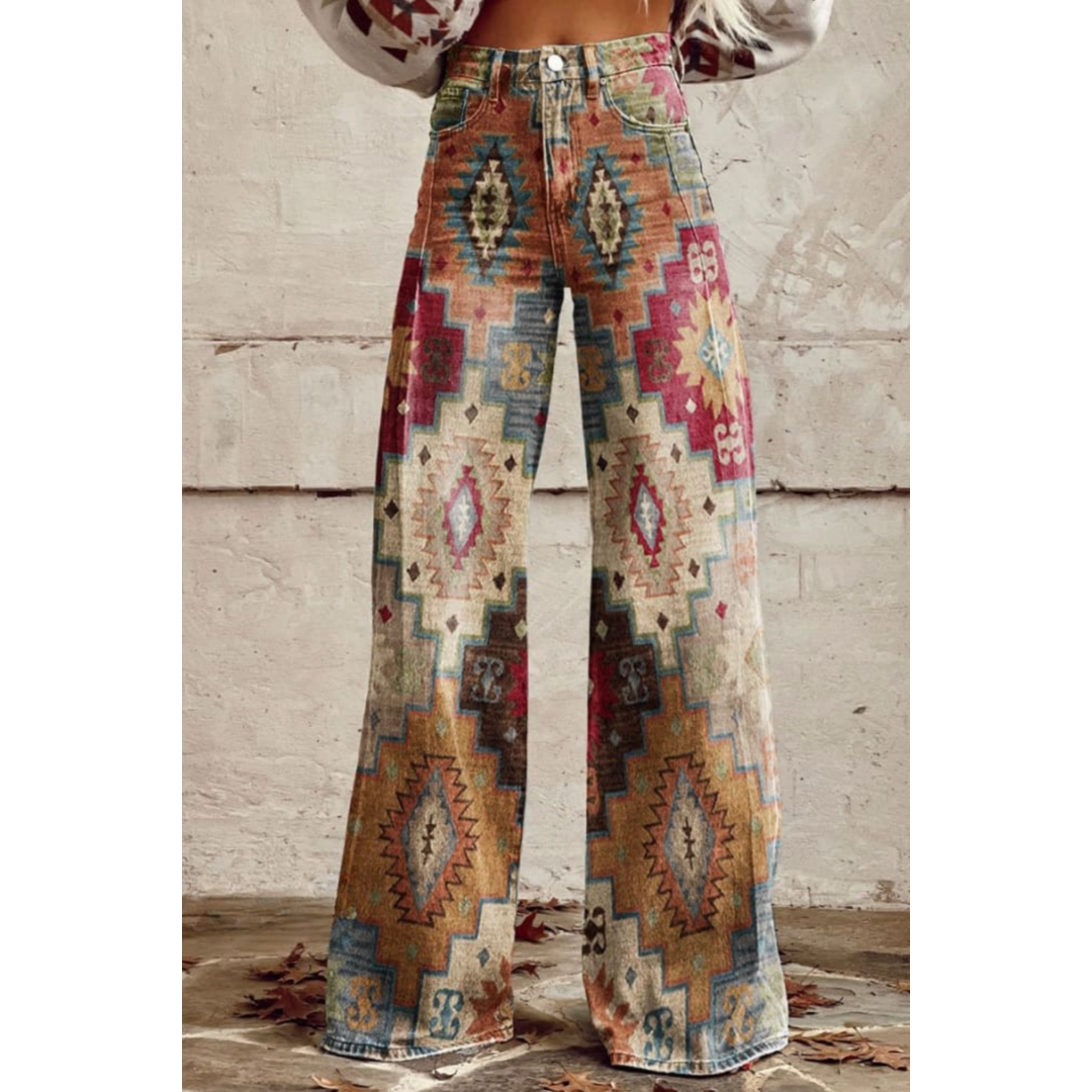Levoire | Pantalon Femme Coupe Large Ethnique Brune
