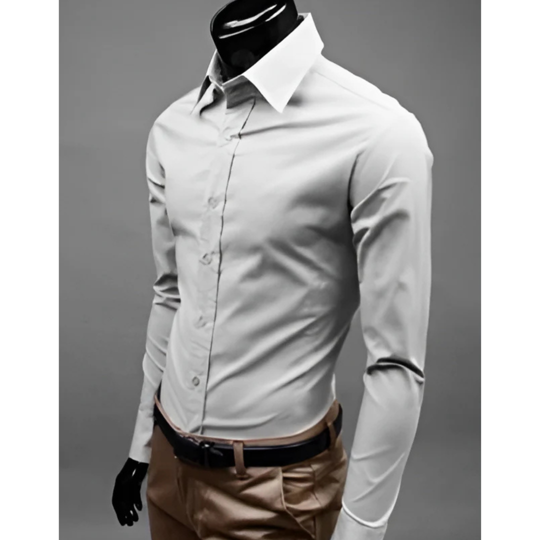 Levoire | Blouse à manches longues Slim Fit avec fermeture à boutons Gris