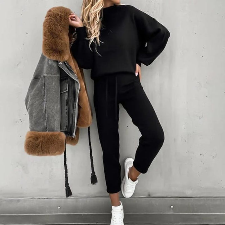 Levoire | Coton Set Deux Pièces À La Taille Élastique Noir