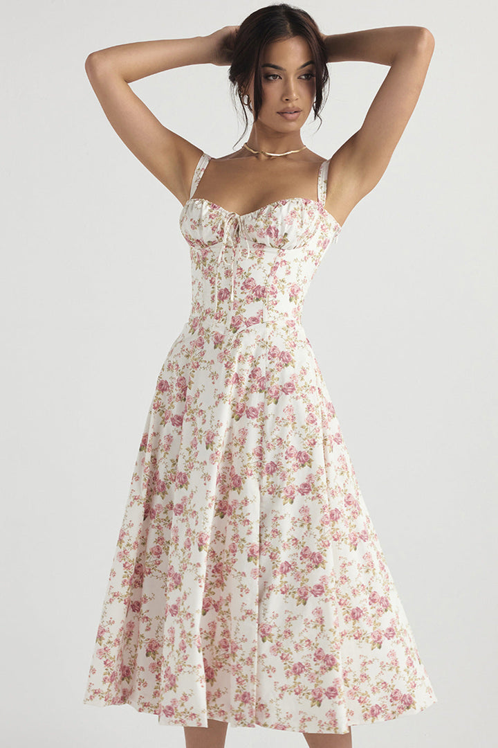 Levoire | Robe Vintage Florale Cintrée Blanc