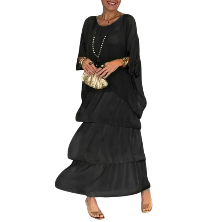 Levoire | Robe Maxi À Volants Pour Femmes Noir