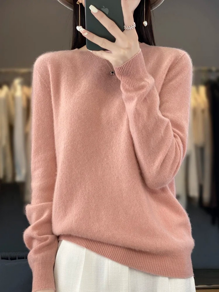 Levoire | Cachemire Pull Femme Col Rond Doux Et Élégant Pull-over Rose pâle