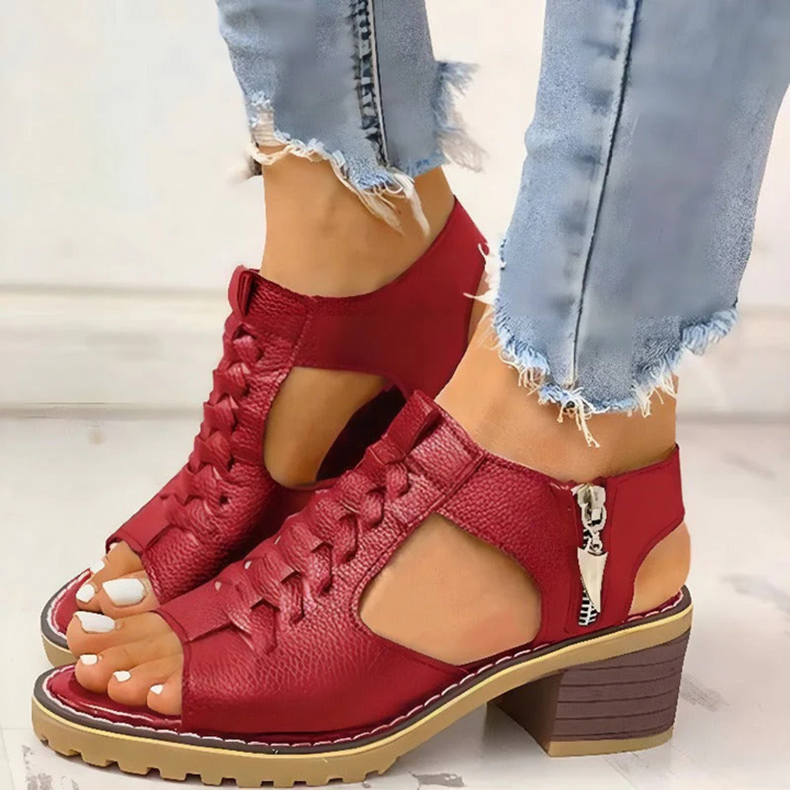 Levoire | Sandales Ajourees Femme Avec Fermeture Éclair Et Bout Ouvert - Levoire | Talons Plateforme Rot