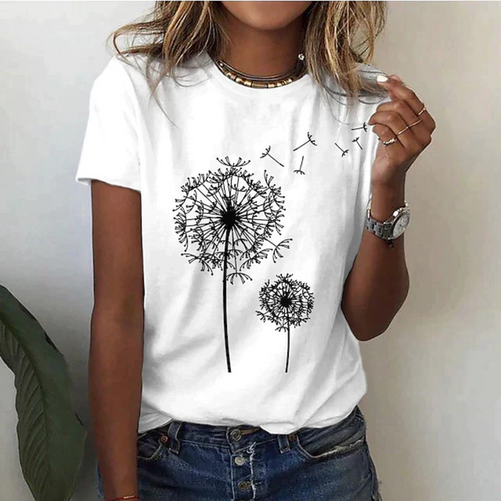 Levoire | T-Shirt à manches courtes imprimé décontracté Blanc