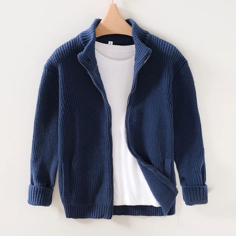 Levoire | Pull Long Manches Chaud Avec Fermeture Éclair Bleu