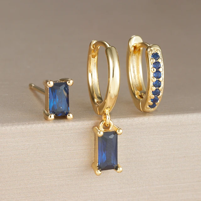 Levoire | Pendentif En Zircon Cristal Série Boucles D'Oreilles Bleu