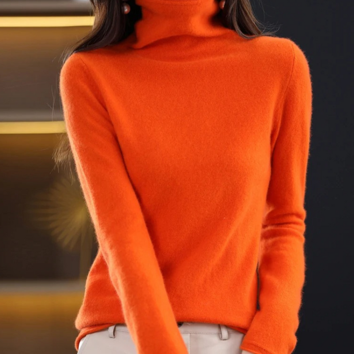 Levoire | Pull à col montant pour femmes Pull confortable, doux et élégant Orange