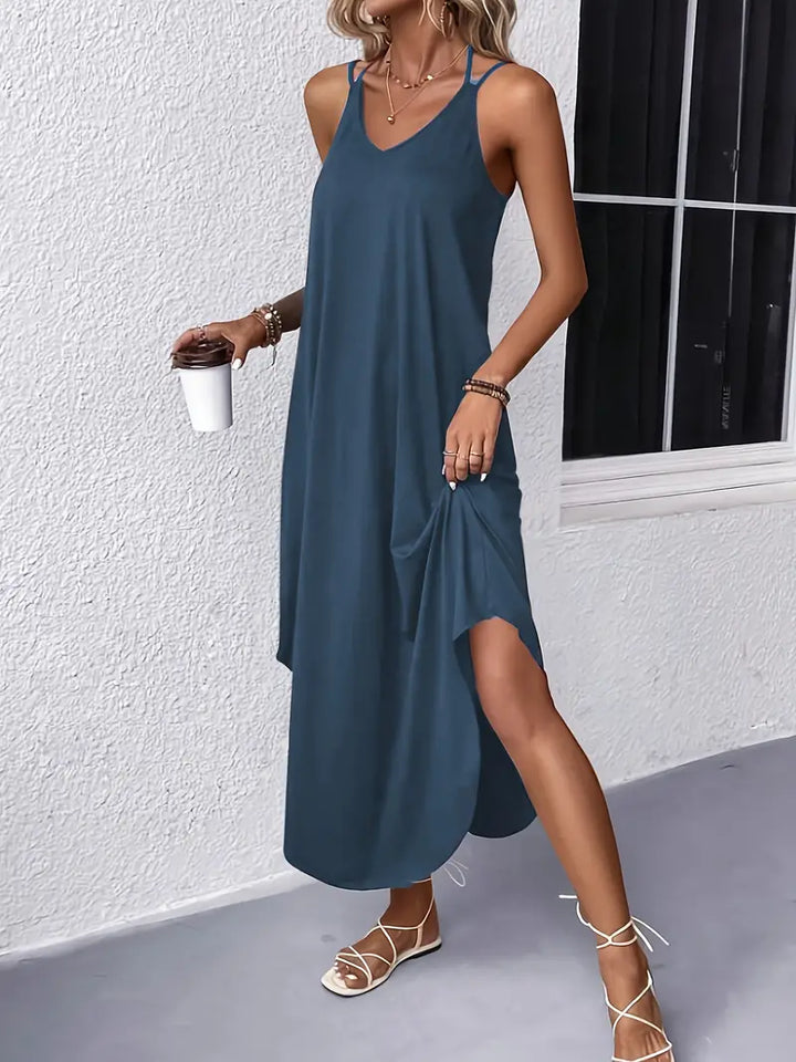 Levoire | Robe Cami À Décolleté En V Aérienne Pour Femmes Marine bleu