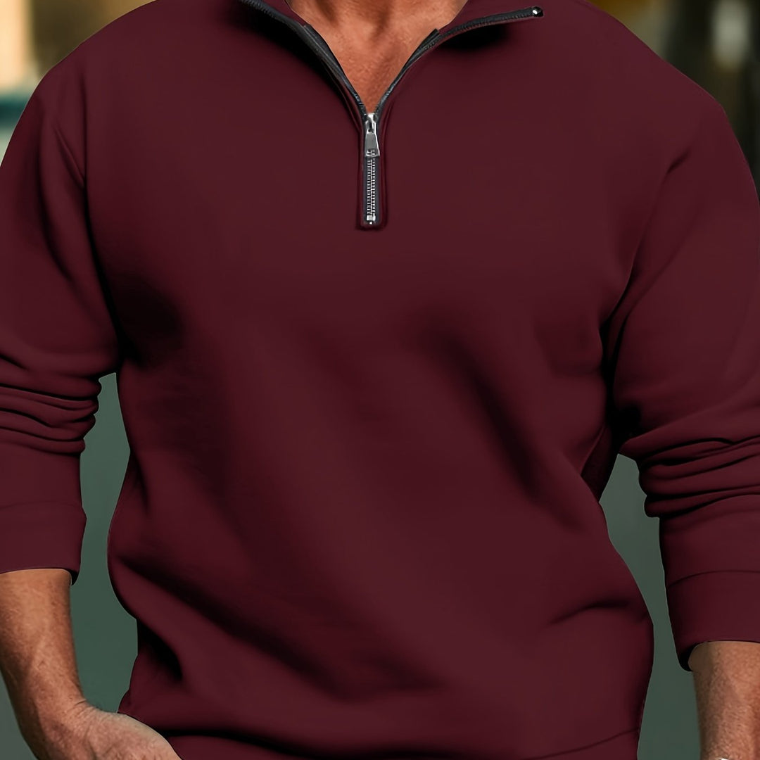 Levoire | Pull-Over En Laine Pour Hommes Légèrement Extensible Avec Col Droit Bordeaux