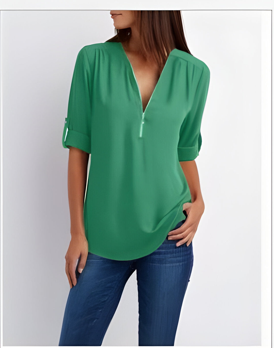 Levoire | Chemise Élégante À Demi-Zip Vert clair