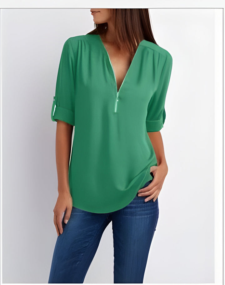 Levoire | Chemise Élégante À Demi-Zip Vert clair