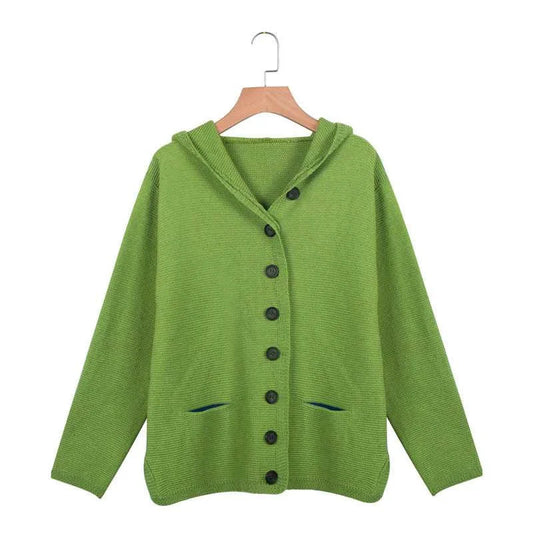 Levoire | Veste À Capuche Tricotée À Manches Longues Avec Boutons