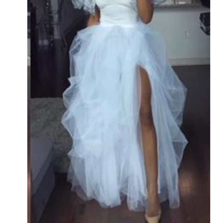 Levoire | Élégant Robe Noir-Blanc-Maille-Mermaid Blanc
