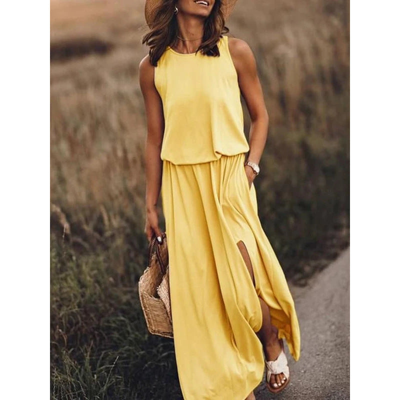 Levoire | Robe Rayée Unie Chic Hihaton Jaune