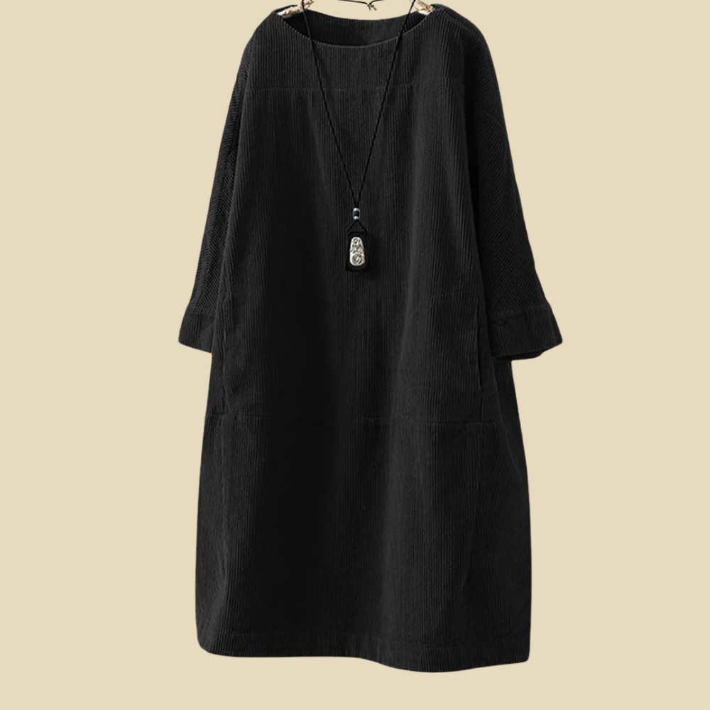 Levoire | Robe En Velours Côtelé Classique Pour Femmes Noir