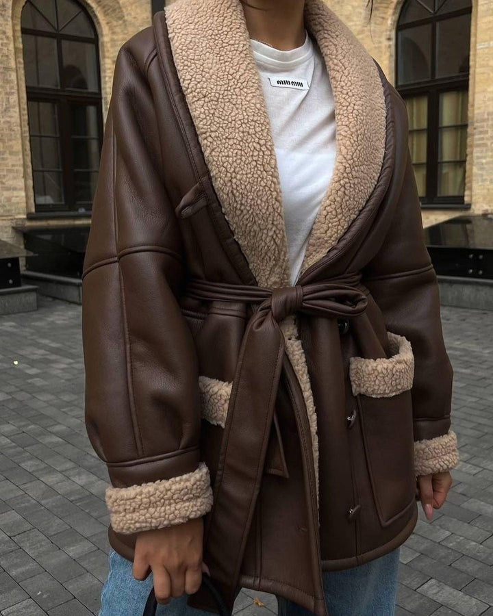 Levoire | Veste En Cuir À Manches Longues Pour Femmes Braun