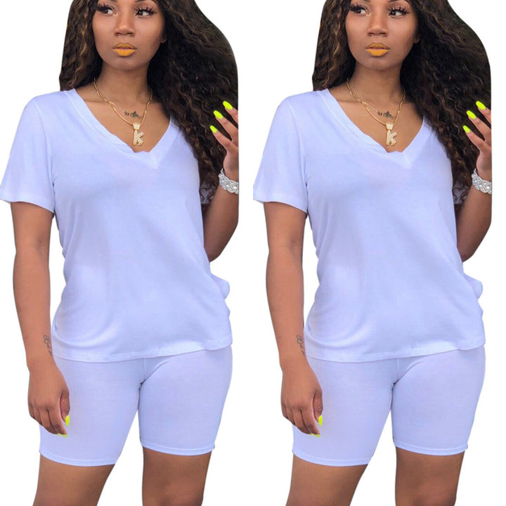 Ensemble de loisirs sportif pour femmes avec col en V et taille élastique Levoire