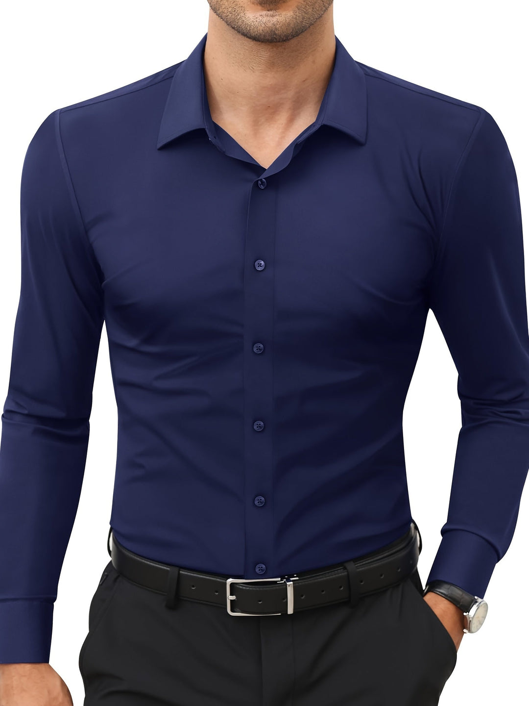 Levoire | Slim Fit Stretch Chemise Homme Boutonnée Merimustav