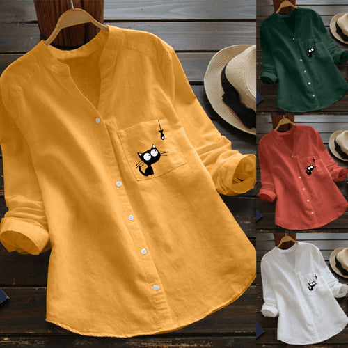 Chemisier pour femmes avec motif de chat ludique Levoire