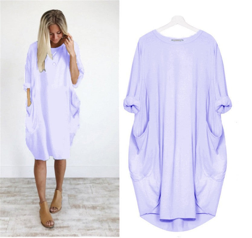 Levoire | Robe T-Shirt Unie Décontractée Ciel bleu
