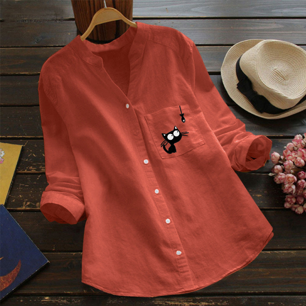 Blouse pour femmes avec motif de chat mignon Levoire