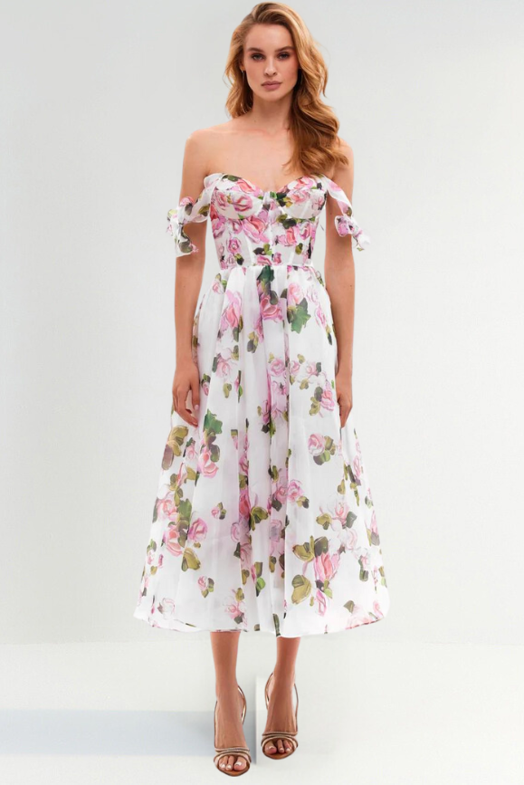 Levoire | Midi Robe Florale Sans Bretelles