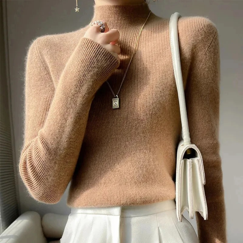 Levoire | Femme Haut Col Roulé Ribbitty Pull Doux Et Élégant Haut Col Roulé Femme Braun