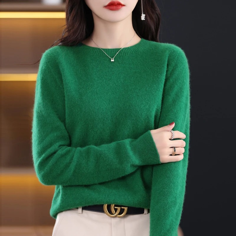 Levoire | Cachemire-pull Nuisettes Col Rond, Doux Luxe & Chaleur Vert
