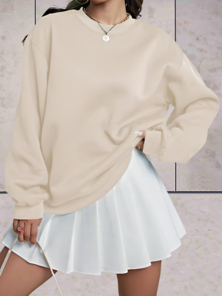 Levoire | Sweatshirt Uni Surdimensionné Confortable Avec Col Rond Et Épaisseur De Qualité