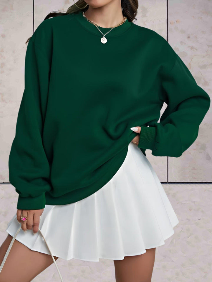 Levoire | Sweatshirt Uni Surdimensionné Confortable Avec Col Rond Et Épaisseur De Qualité