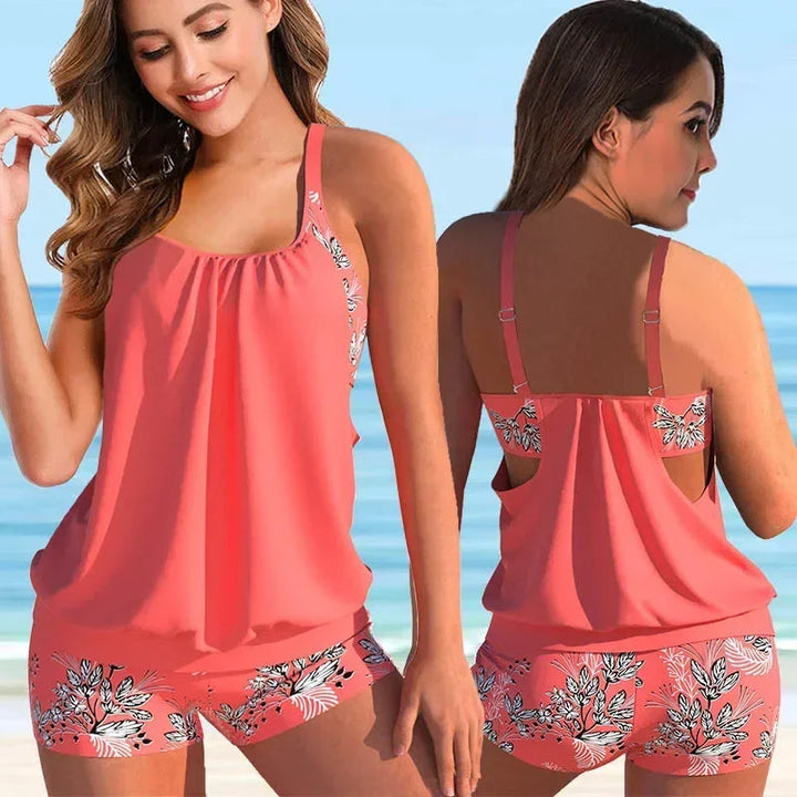 Levoire | Élégant ensemble de tankini pour femmes Rot (Fleurs)