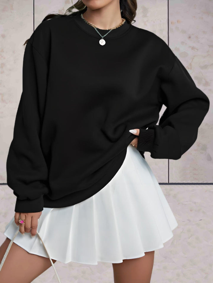Levoire | Sweatshirt Uni Surdimensionné Confortable Avec Col Rond Et Épaisseur De Qualité