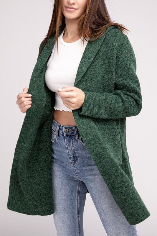 Levoire | Pull À Capuche Pour Homme À L'Avant Ouvert Cardigan Vert
