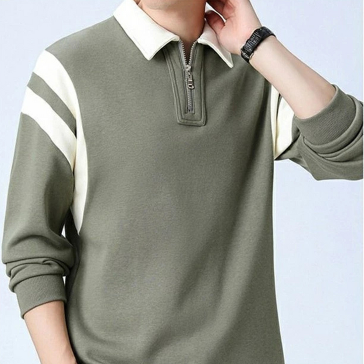 Levoire | Noam Hommes Polo À Manches Longues T-Shirt Avec Fermeture Éclair