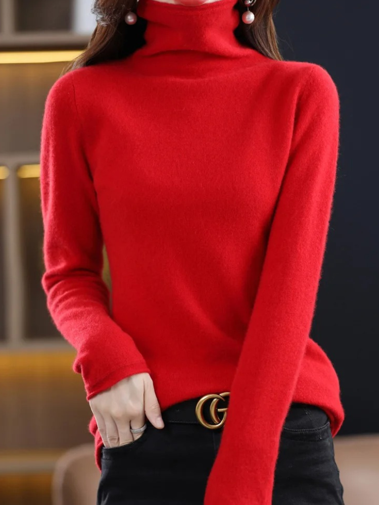 Levoire | Chemise à col pour femmes Pull élégant, doux et chaud Rot