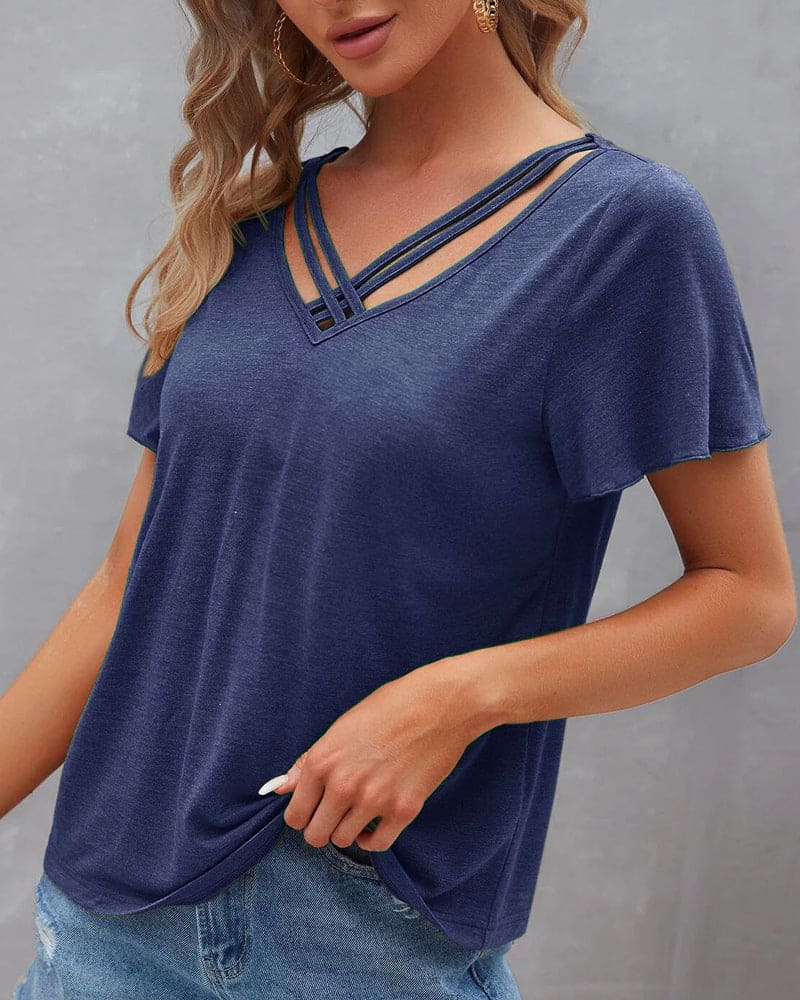 Levoire | T-Shirt Avec Un Décolleté Dans Une Couleur Unie