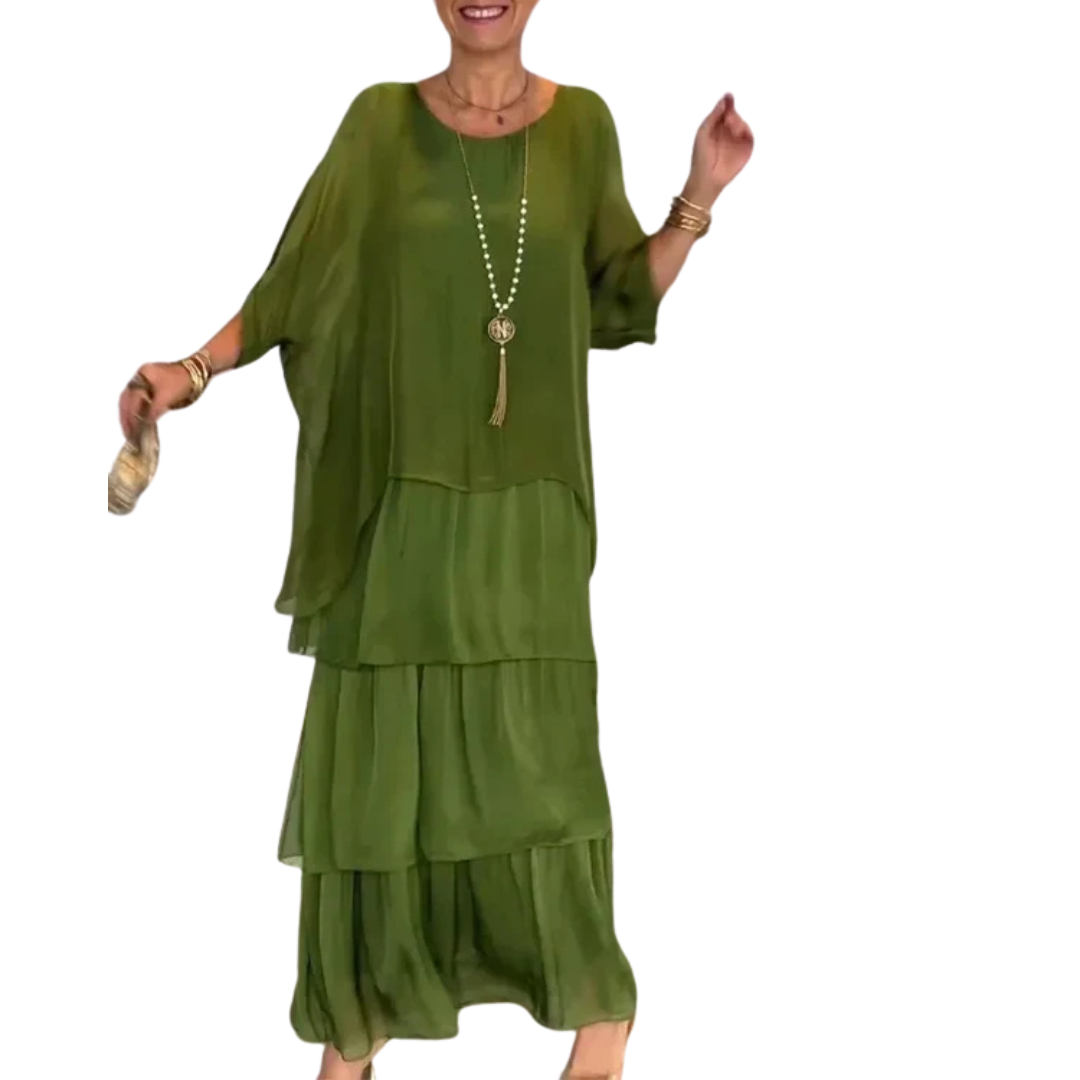 Levoire | Robe Maxi À Volants Pour Femmes Vert