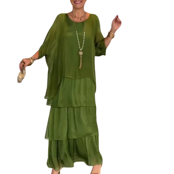 Levoire | Robe Maxi À Volants Pour Femmes Vert