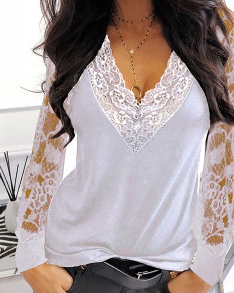 Levoire | Blouse En Dentelle Élégante Pour Femmes Blanc