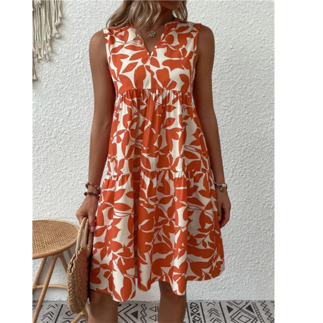 Levoire | Robe d'été mini avec décolleté en V pour femmes Orange