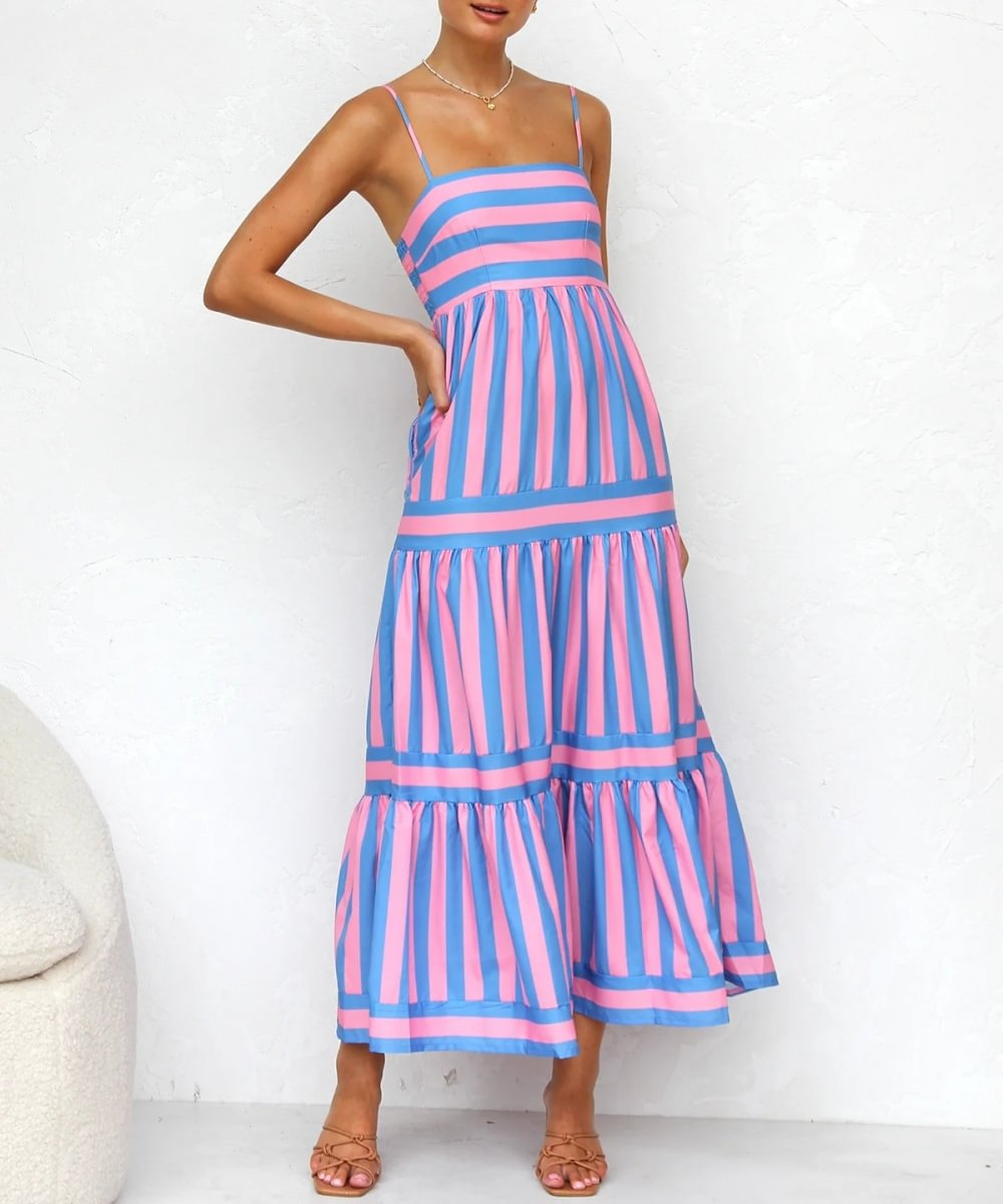 Levoire | Robe Maxi Rayée Rosa