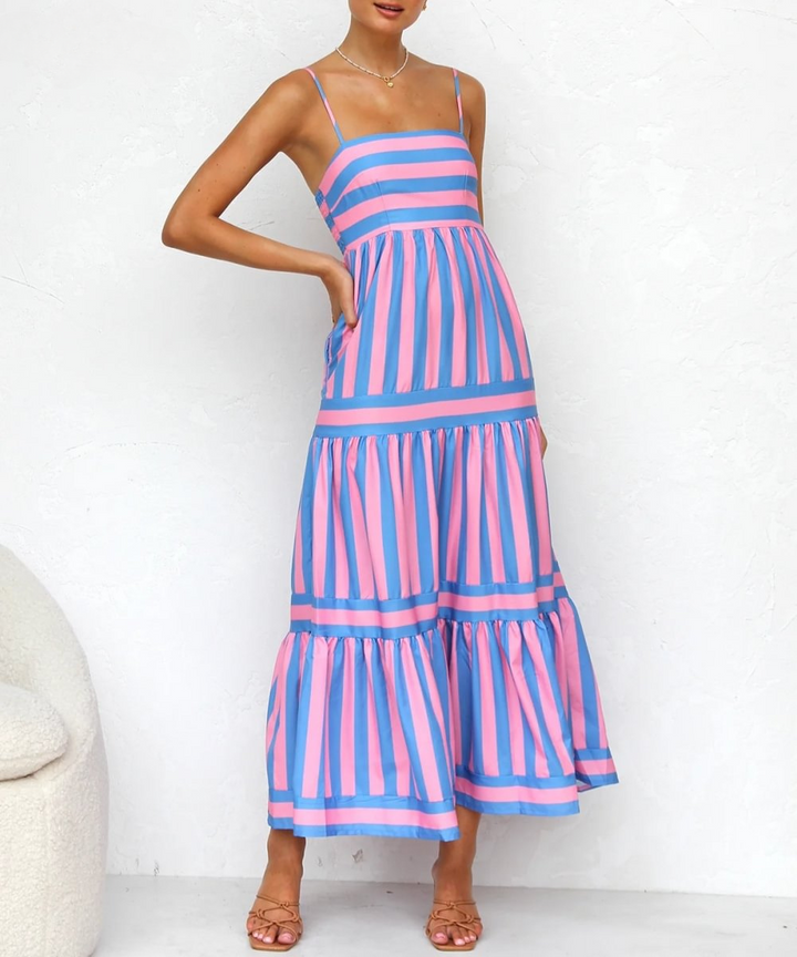 Levoire | Robe Maxi Rayée Rosa