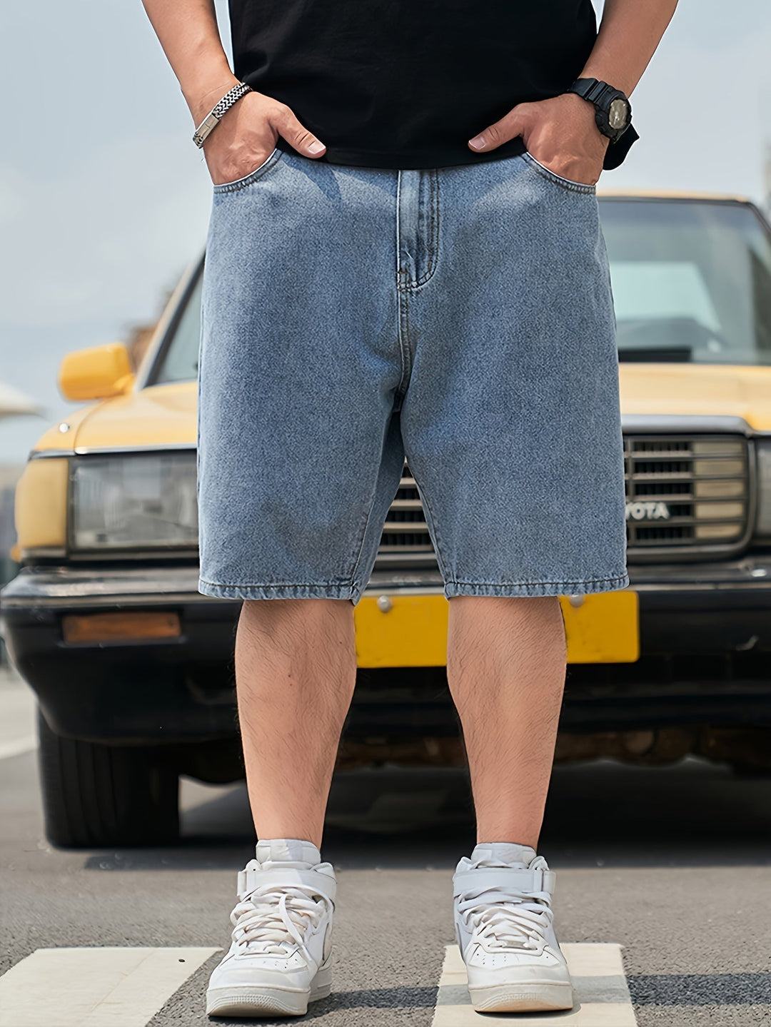 Levoire | Classiques Pantalons En Denim Pour Hommes À Mi-Cuisse Bleu profond