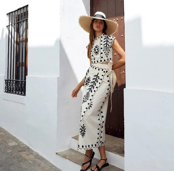 Levoire | Chemise élégante avec jupe large dans le set Blanc