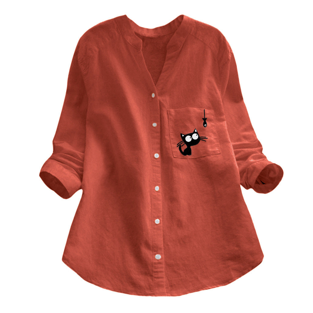 Chemisier pour femmes avec motif de chat ludique Levoire