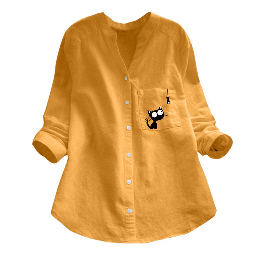 Chemisier pour femmes avec motif de chat ludique Levoire