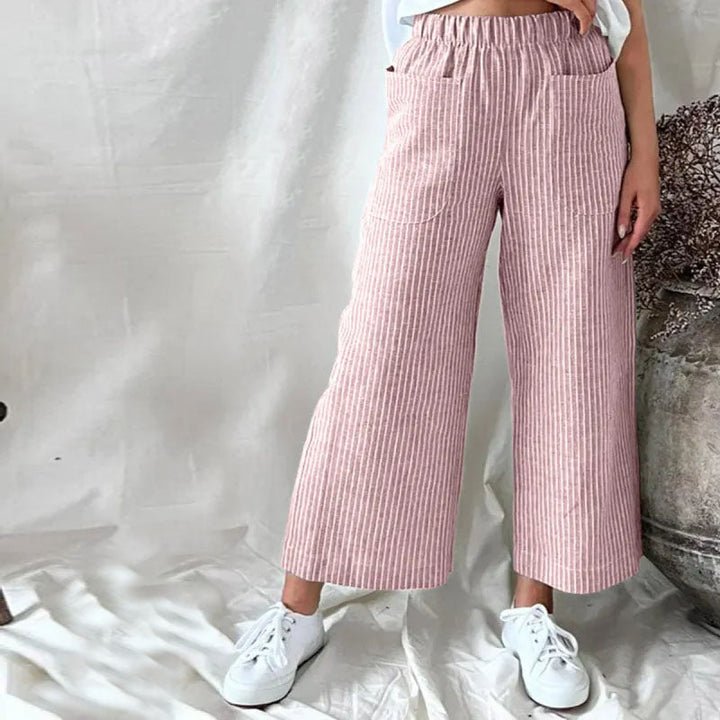Levoire | Pantalons D'Été Pour Femmes Élégants Et Rayés Aérés Rot