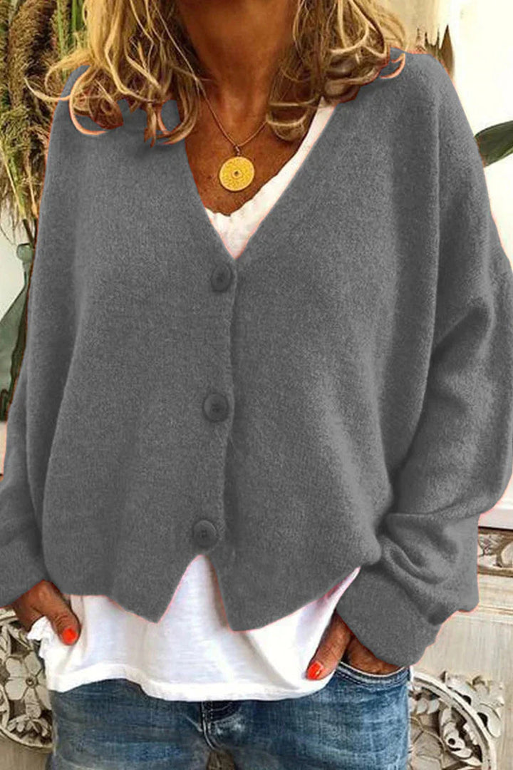 Levoire | Pull À Col V À Manches Longues En Tricot Gris